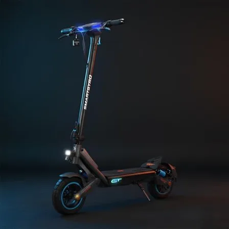 Panel de control del Smartgyro Rockway GT con pantalla LCD, intermitentes y manillar con bloqueo NFC